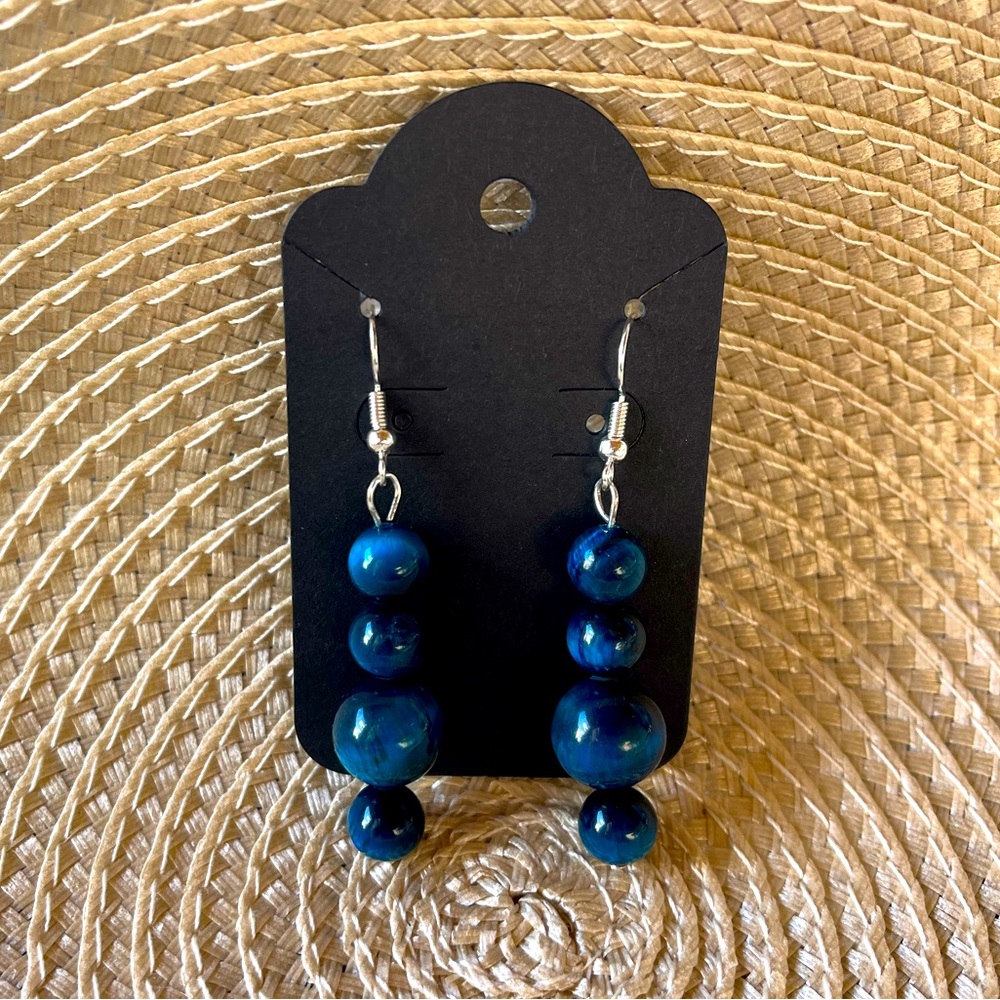 Blue Tigers Eye Earrings
